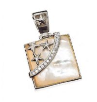 STERLING SILVER MOTHER OF PEARL AND CRYSTAL PENDANT at Ross's Online Art Auctions